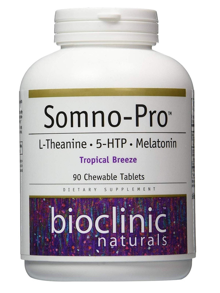 Bioklinika Naturals Somno- Pro L- Theanine - 5- HTP - Melatonin Tropical Breeze 90 Tabletki do rozgryzania i żucia