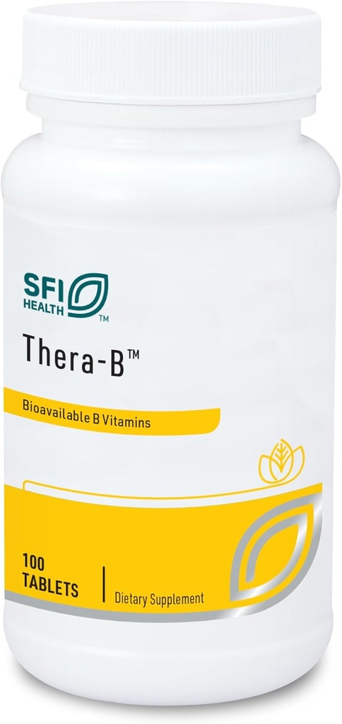 Klaire Labs SFI Health Thera- B - Esencjalny kompleks witaminy B, receptura hipoalergenna z aktywnym folianem metafoliny (L- 5- MTHF), biotyna i metylokobalamina (100 tabletek)