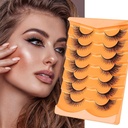 Błyszczące lisie rzęsy oczu, lepkie fałszywe rzęsy d Curl Mink rzęsy puszyste fałszywe rzęsy naturalne wygląd kota rzęsy oczy strip pack 7 par, czarny