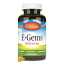 Carlson - E- Gems, 100 j.m., Heart Health & Optimal Wellness, Przeciwutleniacz, 250 żel miękkich
