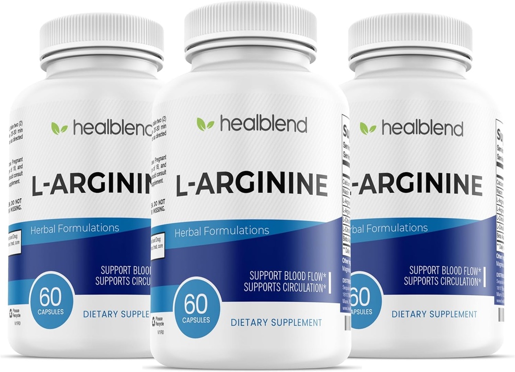 healmix L- Arginina Plus: Wapń, Niacyna, Mieszanka L- Arginina, Kompleks L- Citrulina i Beta Alanina - 180 Kapsułek (3 opakowania)