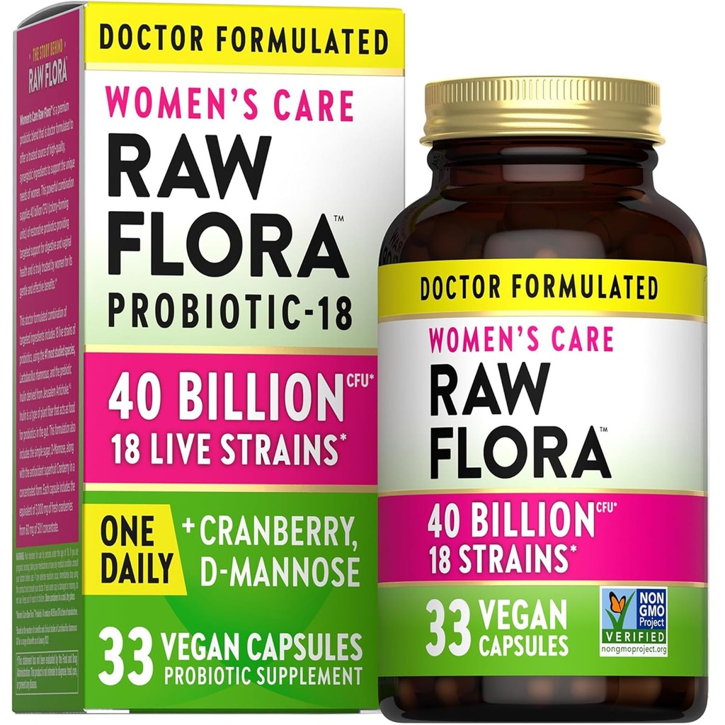 Nature 's Truth Raw Flora Probiotyka dla kobiet 124; 40 Miliard CFU 124; 33 Kapsułki Vegan 124; z żurawinem & D- Mannose & 124; Wegan & Gluten Free Vitamins
