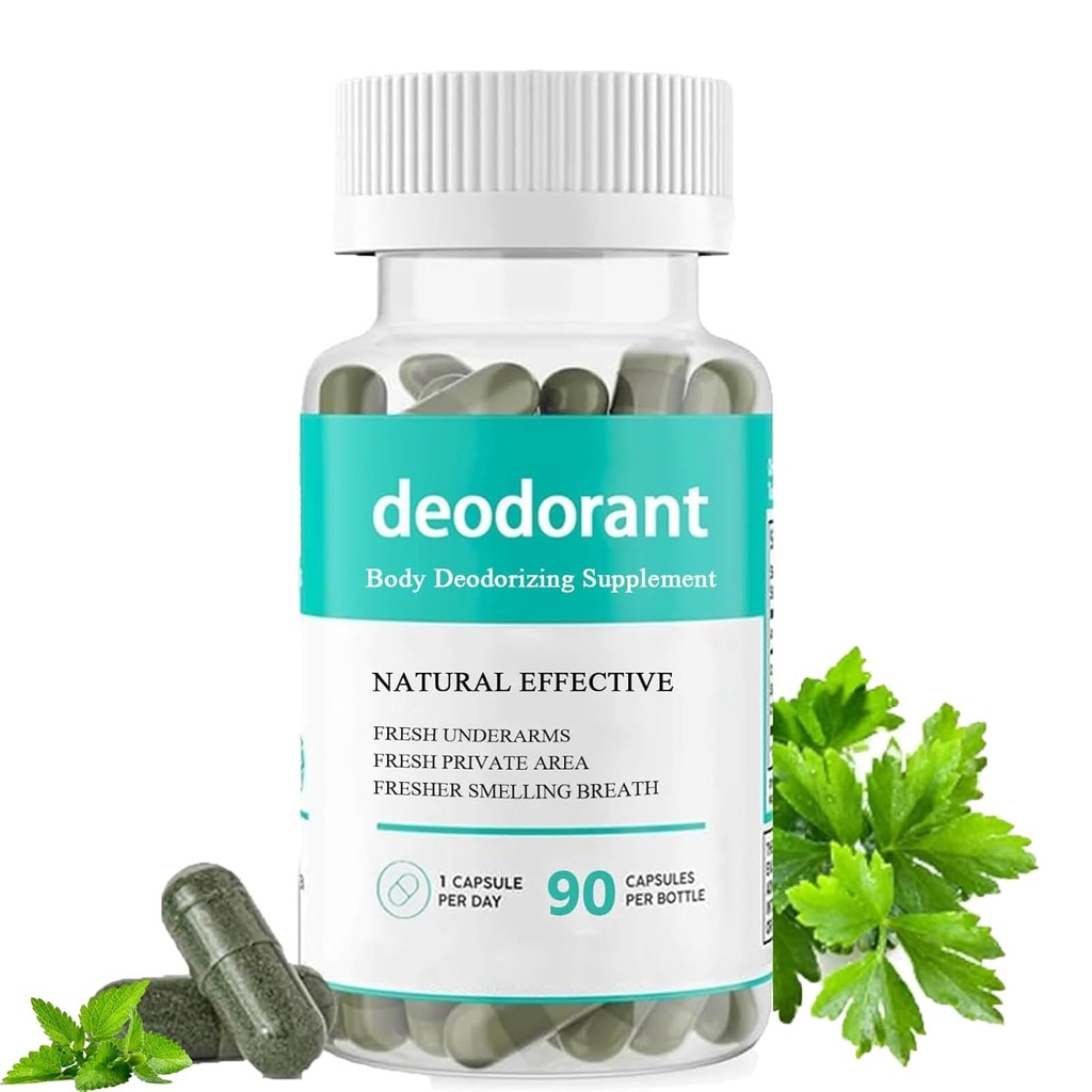 Body Deodorizing Supplement Supplement Body Deodorizing Capsules Body Deodorant Kapsułki dla Detox, Trawienie, Gut Health, Wsparcie skóry 90 Kapsułki (1)