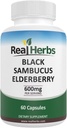 Real Herbs Elderberry Extract - derived from 325mg of Elderberry Standardized to 5% Flavonoids with 275mg of Elderberry Fruit Extract 5: 1 - Wzmacnia odporność - 60 Kapsułki wegetariańskie