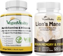 Vegan Vitality Lion 's Mane x General Health Combo Bundle - 6 miesięcy Lwa' s Mane i Multivitamins