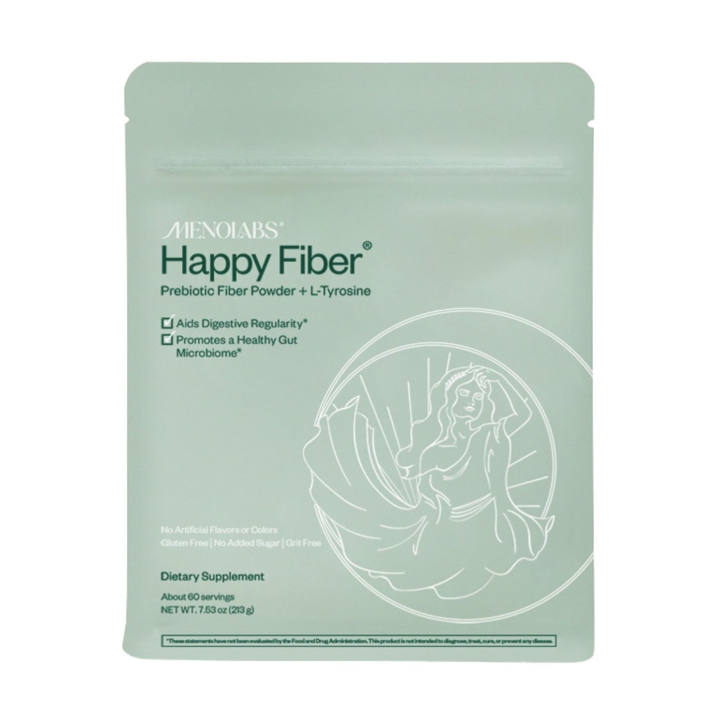 MENOLABS Happy Prebiotic Fiber Supplement - 60 Servings (213 g) - Specjalistyczne suplementy menopauzy dla kobiet, z L- Tyrosine