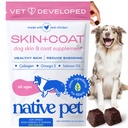 Native Pet Omega Skóra i Coat Chews for Dogs - Dog Skin and Coat Supplement for Healthy, Shiny Fur, Reduce Shedding and Dry Spots - Made with Omega 3 Fish Oil and Wild- Caught Salmon Oil - 120 Chews
