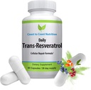 Suplement trans- resweratrol - Kapsułki organiczne - Wegańskie Suplementy dla Kobiet i Mężczyzn, Naturalny przeciwutleniacz, Suplement polifenoli, Antystarzenie - 60 Kapsułki, 600mg, 30 Day Supply