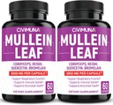 (2 opakowania) Mullein Leaf kapsułki 6850mg - Mullein Leaf, Cordyceps, Reishi - 4 miesiące dostaw
