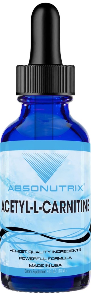 Absonutrix Acetyl L- Karnityna, 593mg na serwowanie, 200 Mocnych Służb, Szybka Absorpcja Krople płynne, Bezglutenowy, Trzyczęściowy Tested, GMP- Certified, Non-GMO, Made in USA