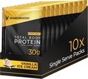 Transformacja Białko Super Blend 124; Białko Jajowe, Kolagen Peptydy i Białko roślinne 124; 15 Miliard Probiotyki CFU 124; Enzymy Digestive 124; Olej MCT 124; Niski shake Carb dla mężczyzn i kobiet 124; Vanilla, 10 Pack