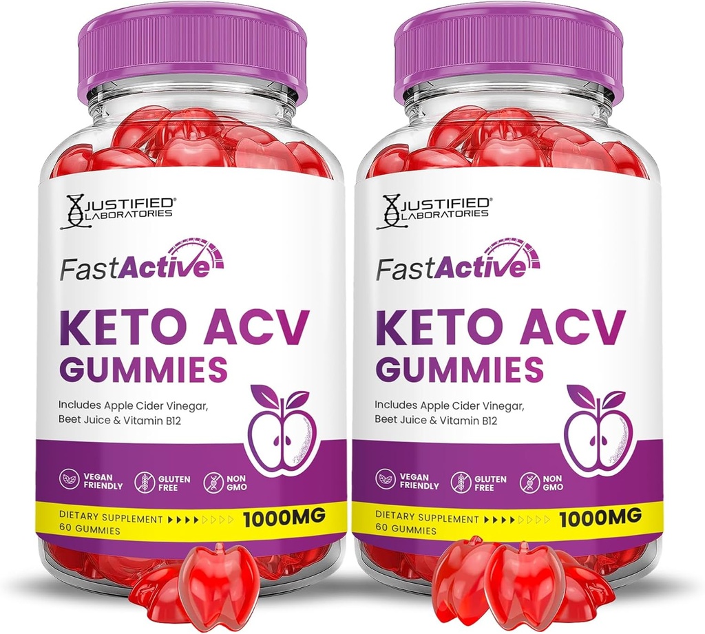 (2 opakowania) Szybki aktywny Keto ACV Gummies Advanced Formula 1000MG Fastive Keto Gummies Jabłkowe cydr Sok winogronowy Sok winogronowy Granat B12 Wegan Non GMO 120 Gummys