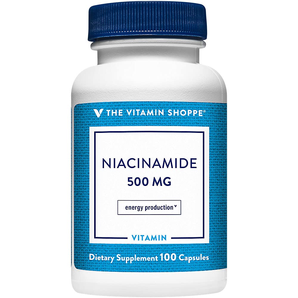 Witamina Shoppe Niacinamid 500MG, Wspiera poziomy cholesterolu już w normalnym zakresie, raz dziennie (100 kapsułki)