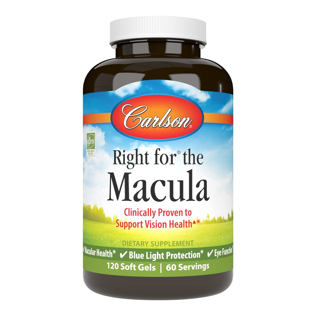 Carlson - Prawo do Macula, Klinicznie udowodnione do wspierania Vision Health, Macular Health, Blue Light Protection & Eye Function, 120 Softgels