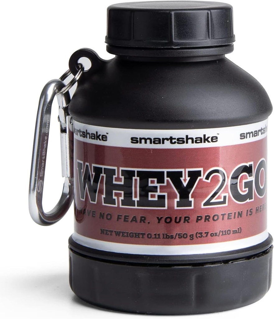 Smartshake Whey2Go Black Protein Powder Storage Container 50g - BPA Free Shaker Butelka dla proszku białka serwatki + Protein Shakes 110ml, DC Comics Batman prezenty dla mężczyzn (czarny)