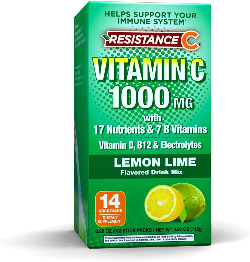 Stick Packs 16 Składniki odżywcze i 7 B- witaminy, Pomoc System immunologiczny, Potężne przeciwutleniacze, Zawiera elektrolity, Zielony, Lemon- Limonowy Flavor, 14 Count
