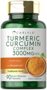 Carlyle Turmeric Curcumin with Black Pepper 3000mg three 124; 90 Powder Capsules three 124; Complex Supplement with Bioperine three 124; Non- GMO, Gluten Free