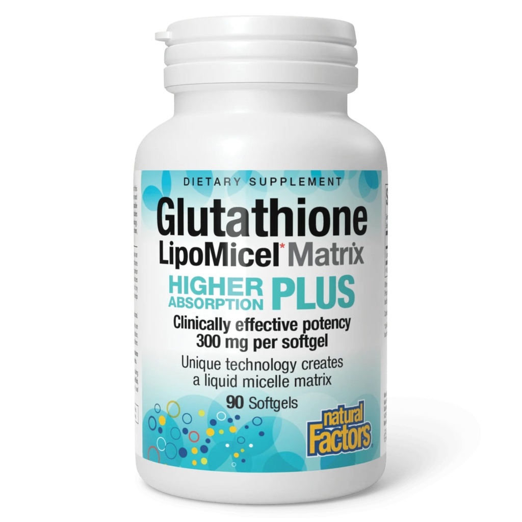Naturalne czynniki Glutatione LipoMicel Matrix, 300 mg, Oferuje Wyższą Absorpcję i Potężne Wsparcie Przeciwutleniacze, 90 Softgels