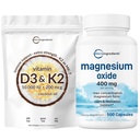 Micro Składniki Witamina D3 10,000iu + K2 200mcg Olej kokosowy Softgels & Magnezu Oxide 400mg Pack Bundle 124; Esential Sunshine Vitamins