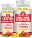 Gummy kreatynowe, 3g Monohydratu kreatynowego na serwowanie, Monohydrat cukrowy dla mięśni wzrost i siła z 0,5g Kolagen, 0,2g BCAA, 60 Służenia, Flavor ananasowy, 2 Pack