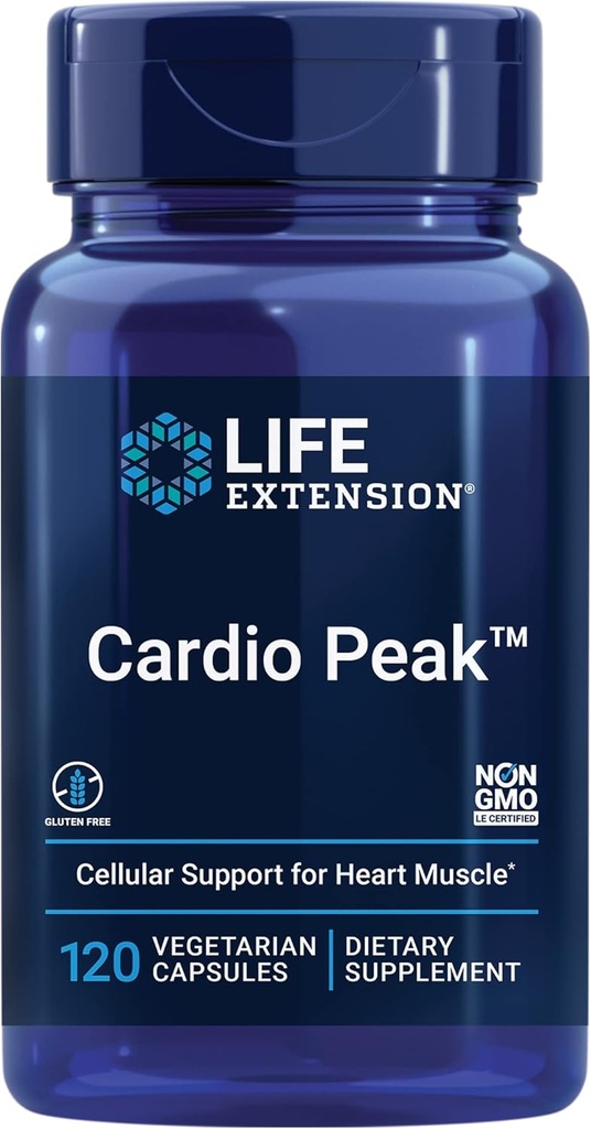 Life Extension Cardio Peak - Hawthorn Extract (Liść, Kwiat, Stem) Suplement z Arjuna Extract for Heart Health Support - Dwa razy dziennie - Gluten Free, Non-GMO, Vegetarian - 120 kapsułki
