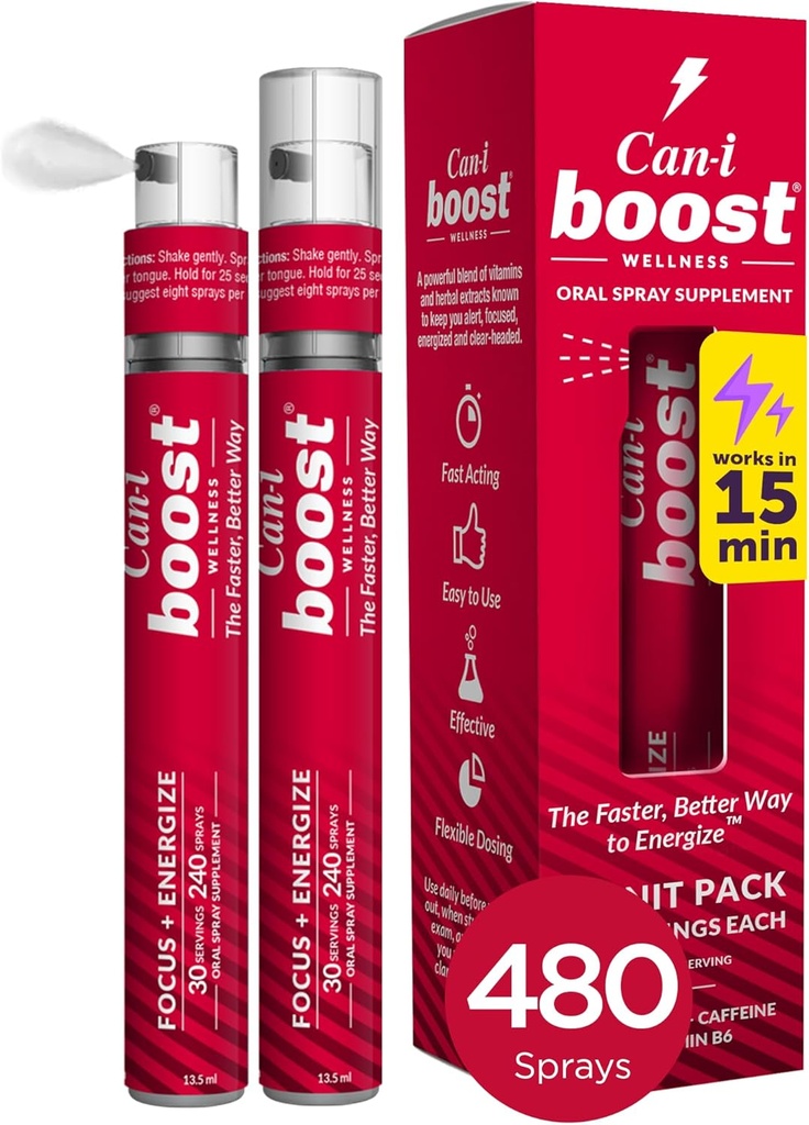 Can- i Boost Energy Spray dla kobiet w menopauzie i perimenopauzie Szybkie wspieranie fałszerstwa i mgła mózgu, 60 Służenie