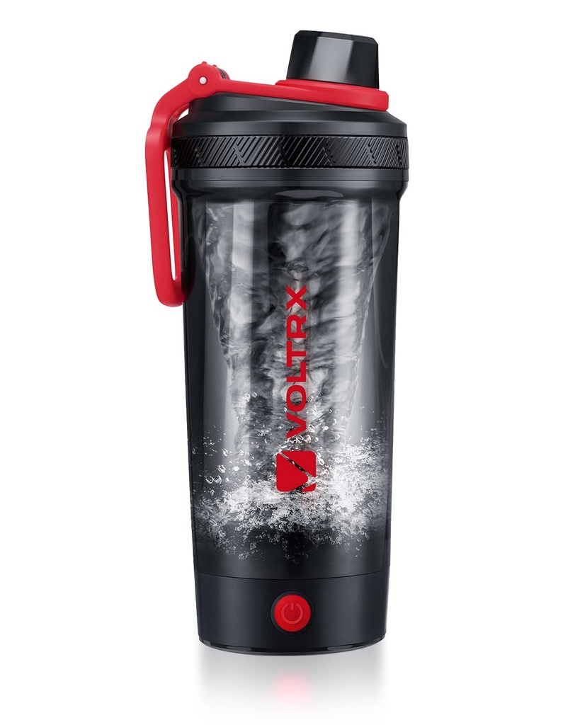 VOLTRX Shaker Butelka, Gallium USB C Rechargeable Electric Protein Shake Mixer, Shaker Cups for Protein Shakes and Meal Selation Shakes, BPA Free, Made with Tritan, 24oz, Red