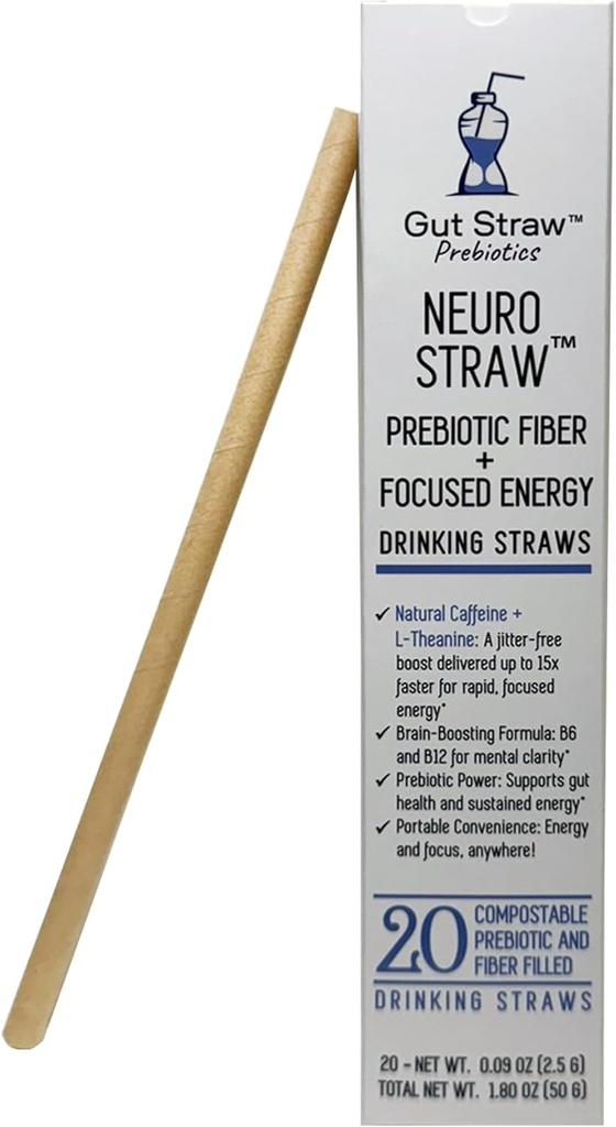 Neuro Straw by Gut Straw - Naturalna kofeina, L- theanine, B Witaminy i włókna prebiotyczne w przyjaznej dla środowiska Straw