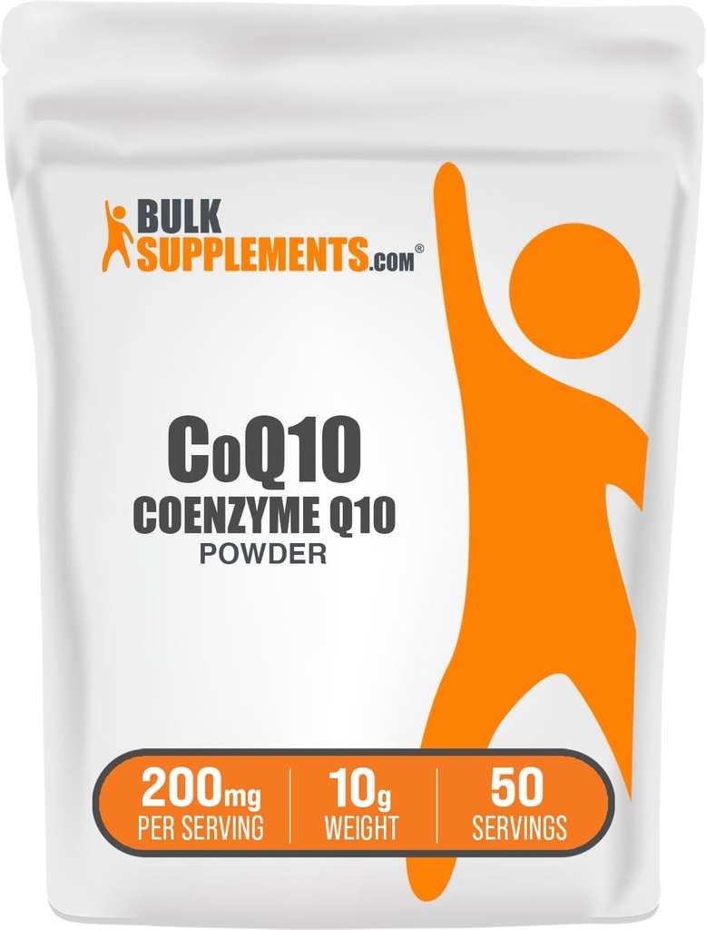 BulkSupplements.com Koenzym Q10 Proszek - Koenzym Q10 200 mg Suplement, Suplement odżywczy - Bez glutenu, 200mg na jedną porcję, 10g (0,35 oz) (Opakowanie po 1)