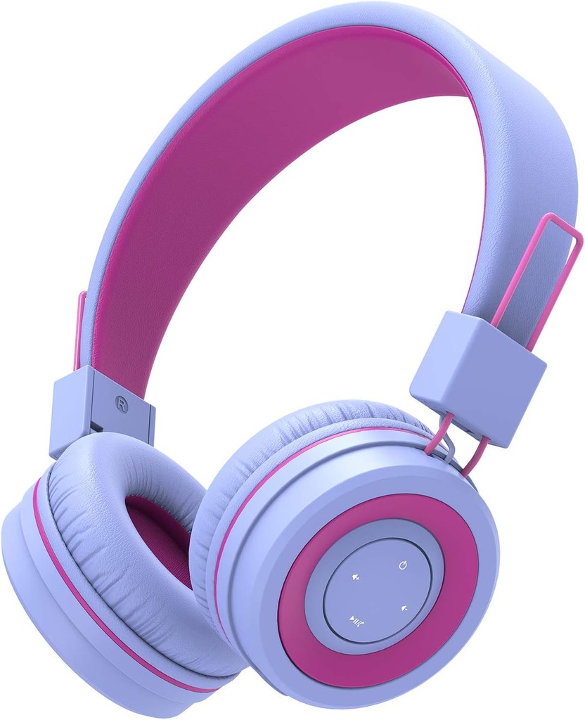iClever BTH02 Dzieci Bluetooth słuchawki, 93H Playtime, składany, regulowany opaska, Bluetooth 5.4, Dzieci bezprzewodowe słuchawki z mikrofonem do Ipad / Tablet / School / Travel, Purpurowy
