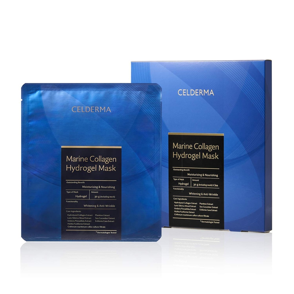 CELDERMA Marine Collagen Hydrogel Mask [3szt] Przeciwstarzenie się, Gorzelnianie, Nawodnienie weneryczne