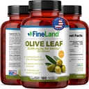 FineLand Olive Leaf Extract 50x - 25,000mg Eq. per Serving Neuro124; 160 Vegan Caps, Olive Extract with 20% Oleuropein Neuro124; Herbal Antioksydant Supplement for Circulative and Immune Support, Made in USA