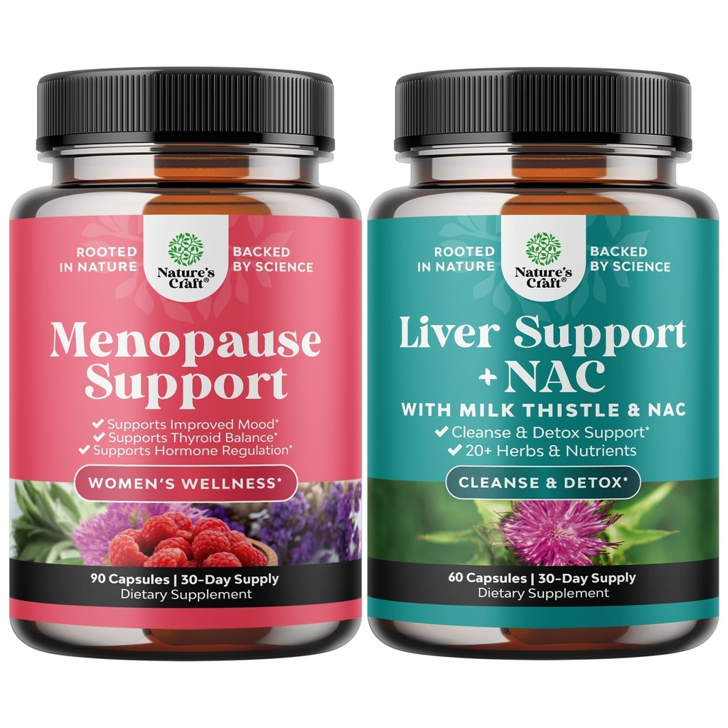 Paleta suplementu menopauzy dla kobiet z Dong Quai, Vitex Chaste Berry & Black Cohosh i wsparcia wątroby NAC Suplement z mleka Tistle, Karczoch, Cholina i Buraki do detoxu i naprawy