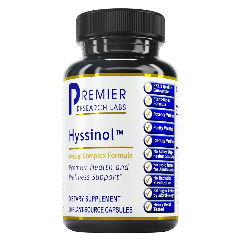 Premier Research Labs Hyssinol - Hyssop Herb, Hyssop Kapsułki, Wellness Pigułki z Organic Hyssop Suchy Herb, Suplement dietetyczny z zielonej herbaty, Wsparcie przeciwutleniacze - 60 Kapsułki wegetariańskie