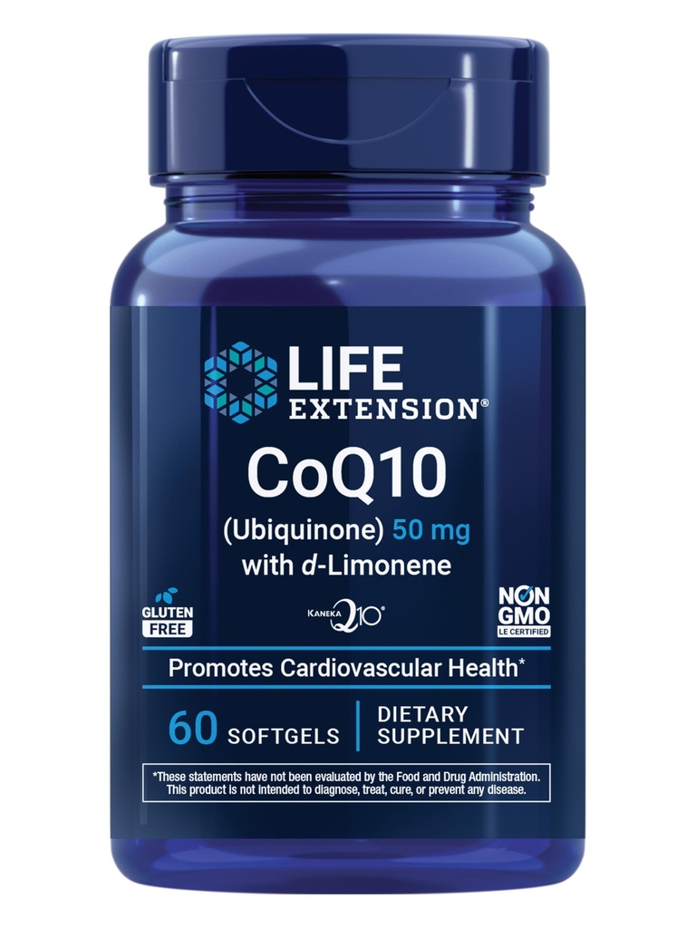 Przedłużenie życia Super- Absorbowalny CoQ10 (Ubichinon) z d- Limonen, Heart Health Supplement, zwalnia ogólne zmęczenie, oksydacyjne Stress Defense, 50 mg, Non-GMO, Gluten- Free, 60 softgels
