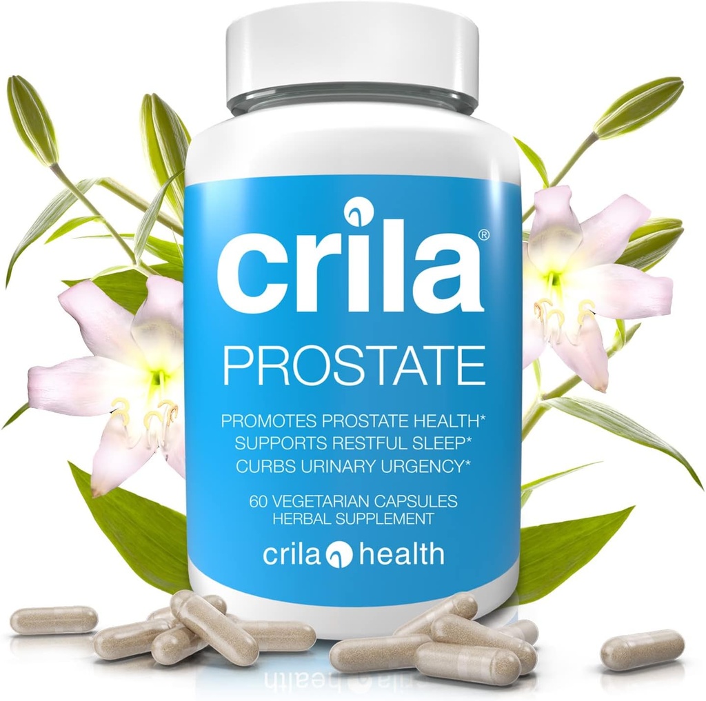 CRILA Prostate Supplements for Men - 60 Ct. I Naturalna formuła dla mniej wycieczek łazienkowych * & Ulepszony sen *, Opatentowane wsparcie prostaty z NO Saw Palmetto Extract & NO skutki uboczne *