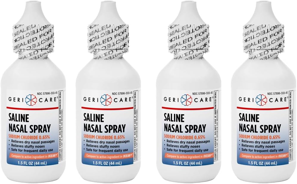 GeriCare Saline nosal spray 1.5 FL OZ Moisturizing Sodu chlorek 0,65% (opakowanie po 4)