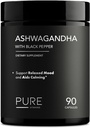 Organic Ashwagandha 1300mg z Black Pepper - Natural Stress Relief & Wsparcie energetyczne - 90 Kapsułki wegańskie - Mood & Adrener Supplement - Non-GMO, Made in USA