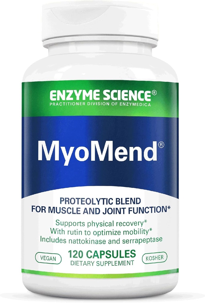 Enzym Science Myomend - Joint Support Supplement - Spreparowane z Bromelainem, Rutinem, Nattokinazą i Serrapeptazą - Enzym Health Supplement - Wegan i Kosher - 120 Kapsułek