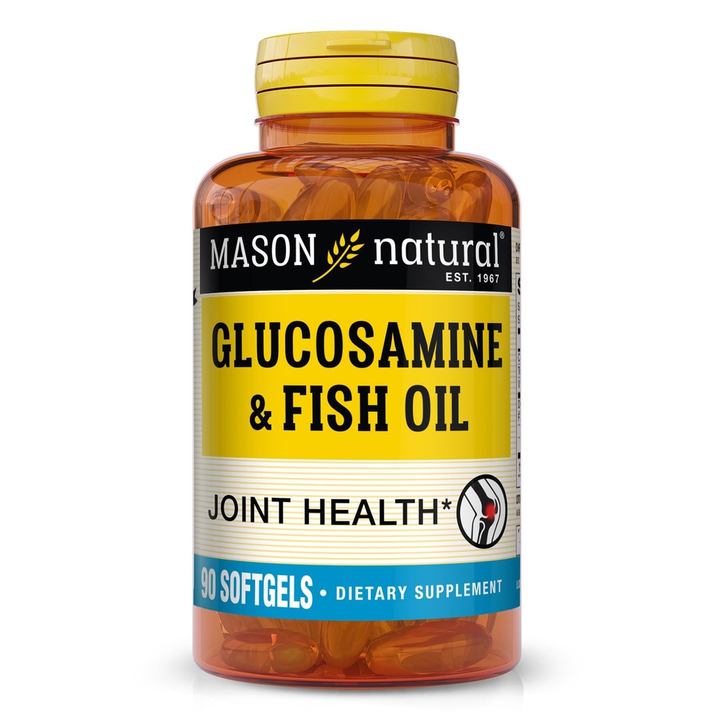 MASON NATURAL Glukozamina & Fish Oil Supplement with DHA & Omega 3 for Joint & Muscle Support, 1 Miesiąc dostaw Softgel Pills