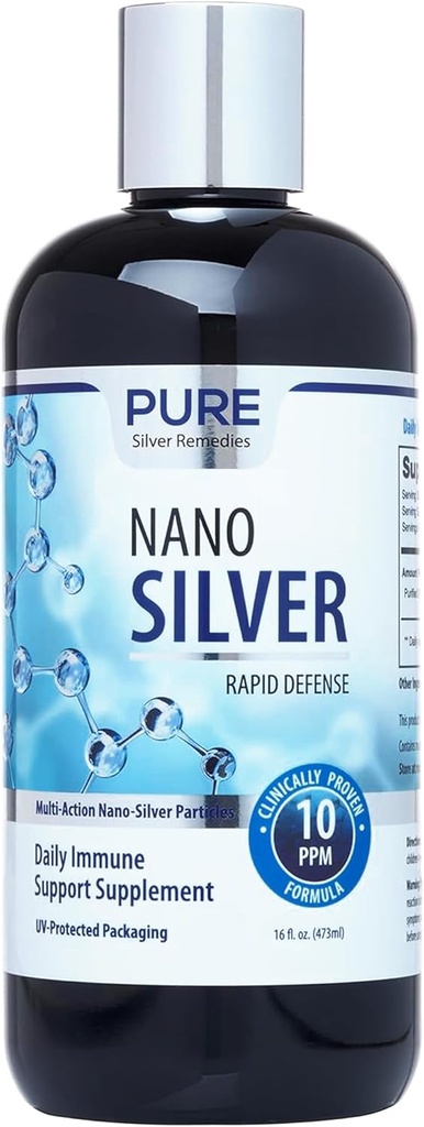 Pure Nano Silver Spray 16oz Refill 124; 10 PPM Daily Immune Supplement Supplement Agregable 124; Easy Absorbowany Colloidal Nano Silver Spray Agregable 124; Probiotic- Friendly Silver Solution