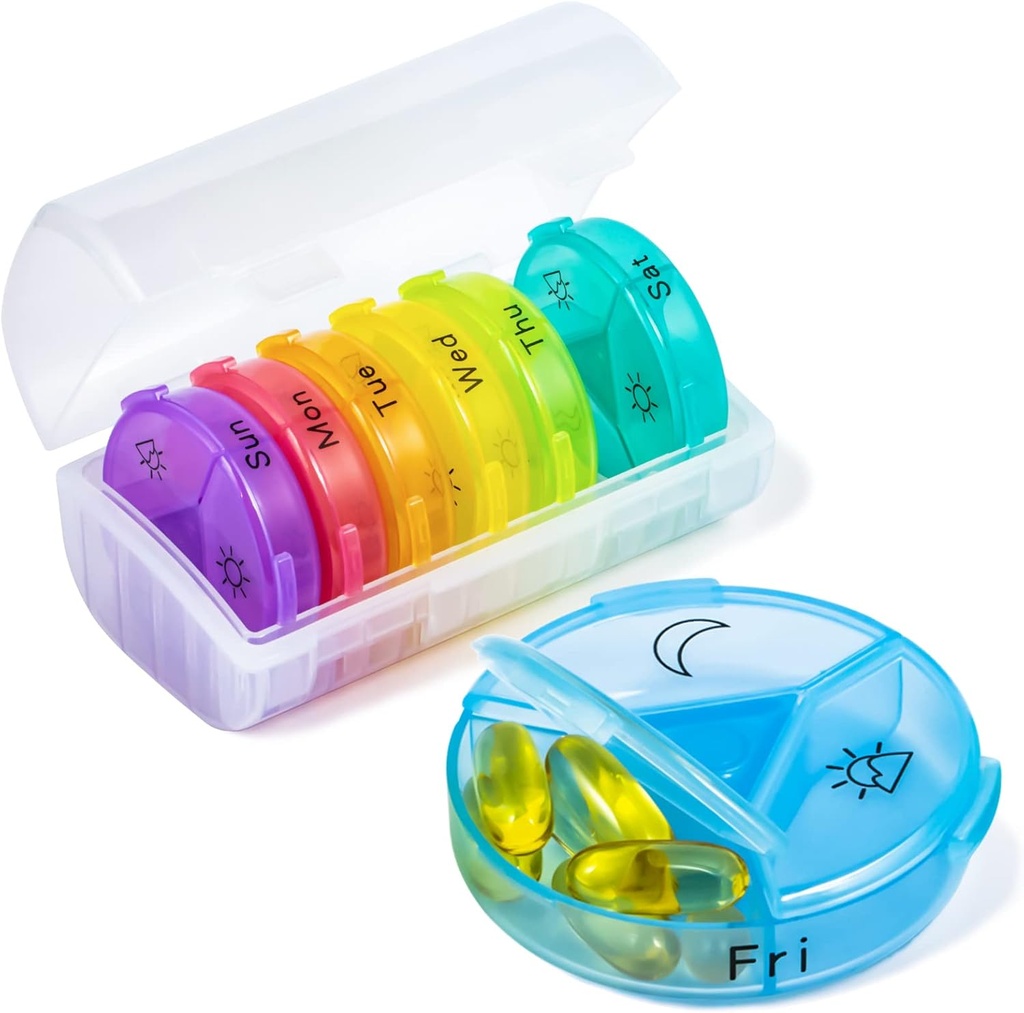 Cotygodniowy Pill Organizator, Chrxbei 3 razy w ciągu dnia Pill Case Organizatorzy 7 dzień, Zagęszczony Podróże Pill Box z 21 Duże Komory, BPA Free Medicine Organizator do trzymania witaminy, Suplementy, Oleje rybne