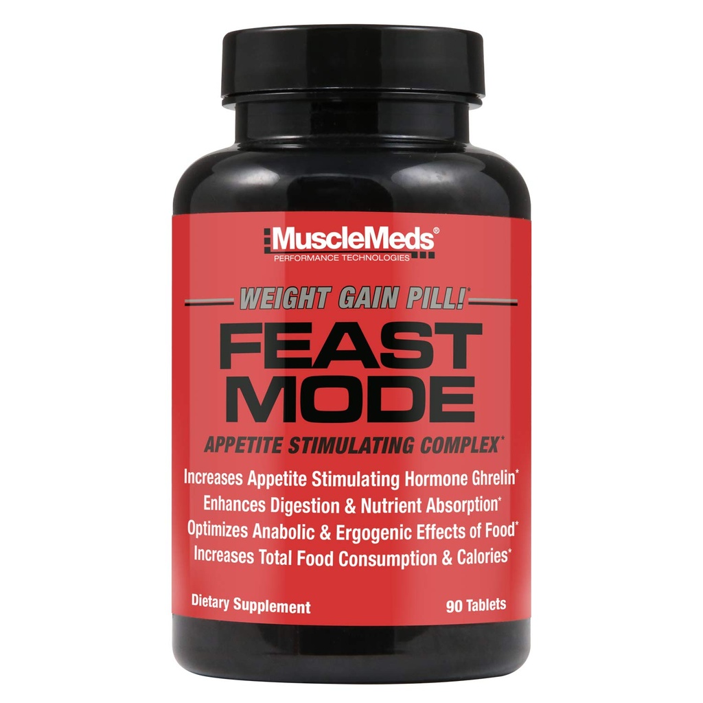 MuscleMeds Mode Feast Apetite Stymulant Waga Zysk Pigułki Digestive Enzymy Bezpieczne i skuteczne 90 Czapki, Unflavored, 90 Count