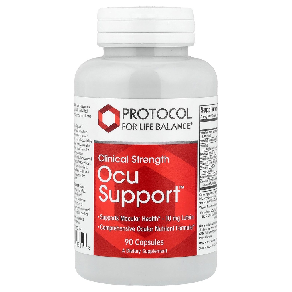 Protocol for Life Balance - Ocu Support ™ (Siła kliniczna) - Kompleksowa formuła z luteiną do wspierania zdrowia plamki i funkcji oczu - 90 Kapsułki
