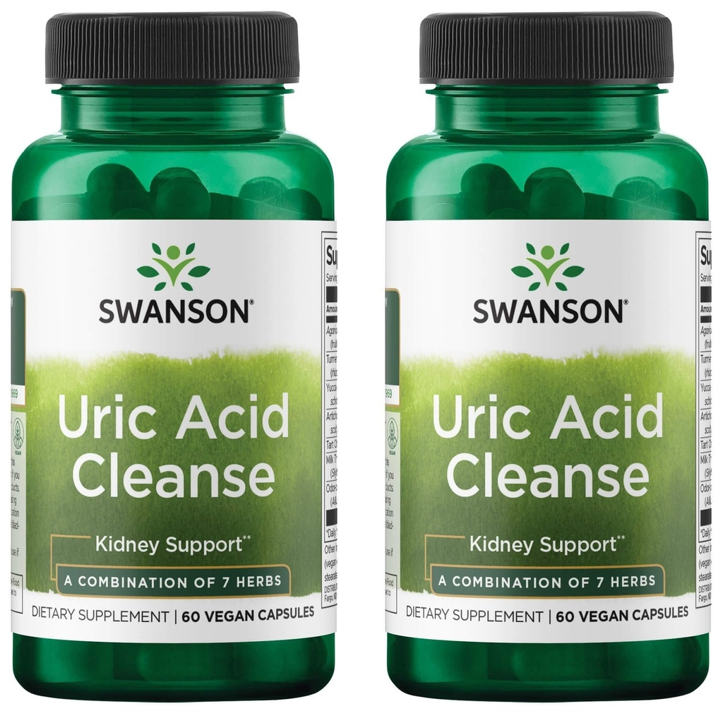 Swanson Moryc Acid Cleanse - Natural Supplement Promoting Nerki Support - Funkcje potężne połączenie 7 Zioła - (60 Kapsułki wegetariańskie) 2 Pack