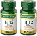 Bounty Witamina B12, Wspiera metabolizm energii i zdrowie układu nerwowego, 500µg, Tabletki, 100 Ct (Opakowanie po 2)