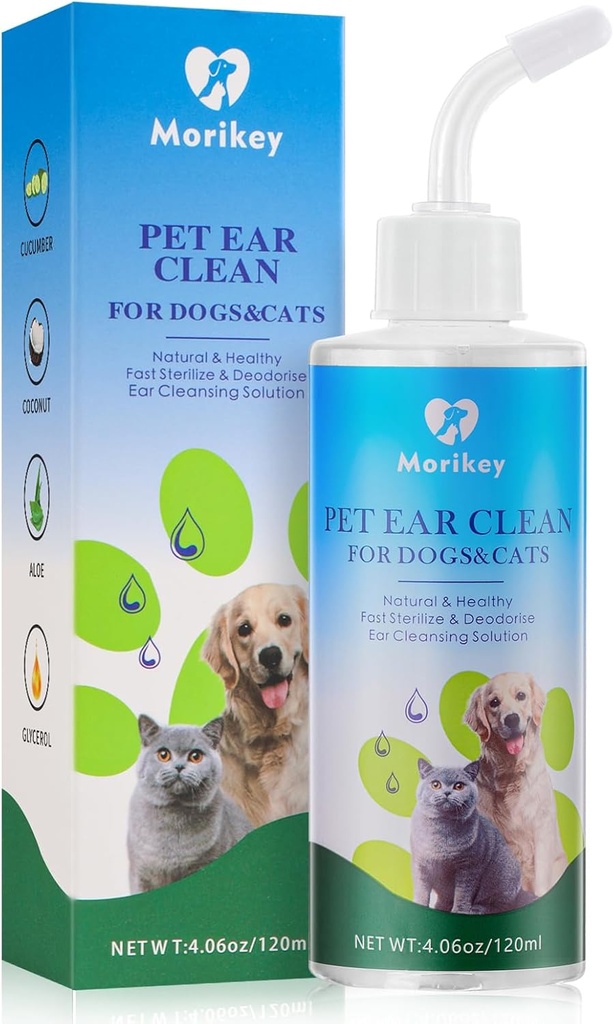 Pet Ear Cleaner Solution for Dogs & Cats, Nature Dog Ear Drops pomaga wyeliminować zapach Relieve Soothe Swędzenie - 4.06oz / 120ml