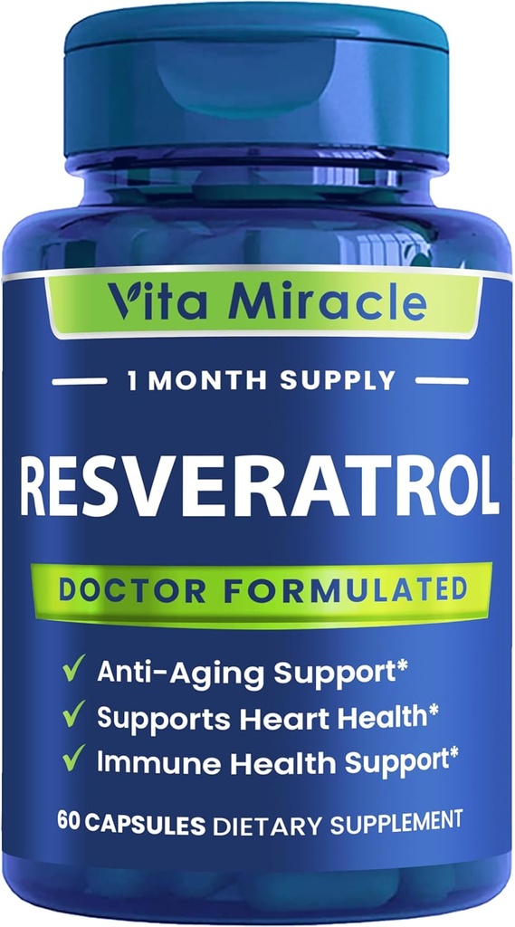 Resveratrol Supplement 1200mg High Potency - Organic Trans Resveratrol ze zwiększoną absorpcją dla Komórkowych i Kognitive Health Supplements - Nie GMO Porównaj To 1200 mg do innych 500 mg lub 1000mg