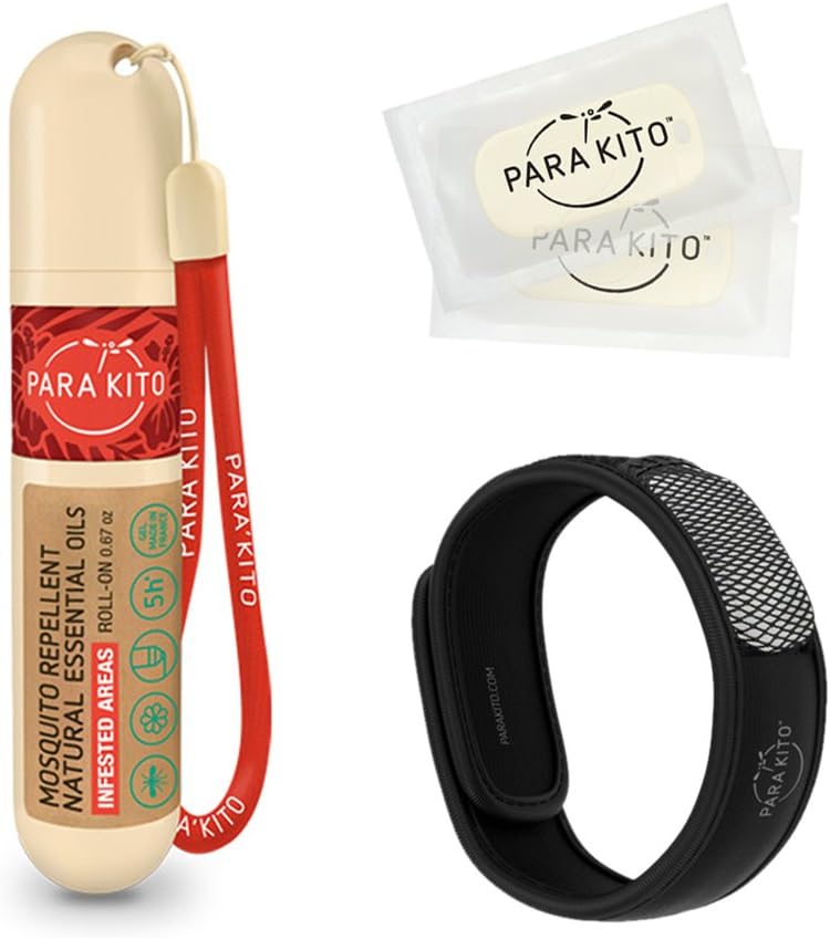 PARA 'KITO Mosquito Repelent Bundle, 1 Mosquito Repelent Bransoletka, 1 Roll- na żelu, Bug Repelent Bransoletki, Moskitier Epelent urządzenia, czarny